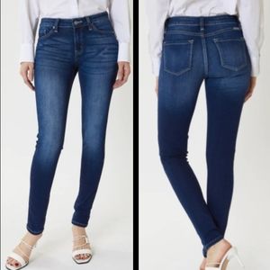 NY&C Women's Curvy  Mid Waisted Super Skinny Ankle Jeans- Dark Wash